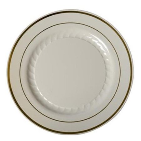 FINELINE SETTINGS Fineline Settings 510-BO Bone & Gold Round Buffet Plate 510-BO